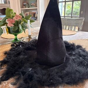Claire's Black Witch Hat with Feather Detail, Brand New!